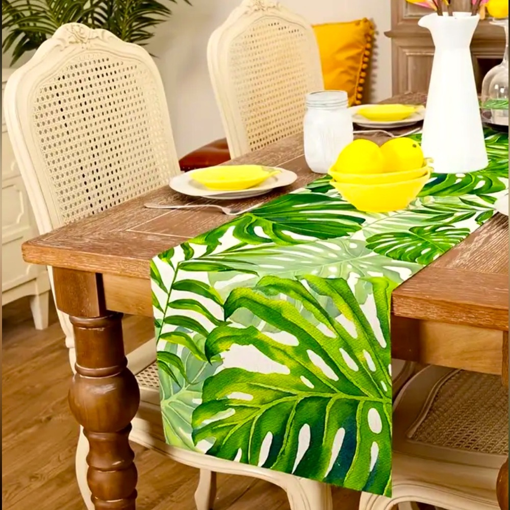 Tropical Palm Leaf Table Runner Green new 90 x 13 inch with free gift Luau party